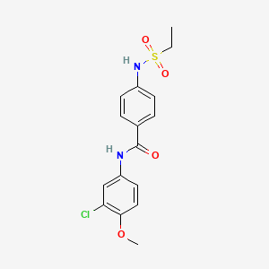 molecular formula C16H17ClN2O4S B4406361 N-(3-chloro-4-methoxyphenyl)-4-[(ethylsulfonyl)amino]benzamide 
