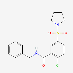 molecular formula C18H19ClN2O3S B4406468 N-benzyl-2-chloro-5-(1-pyrrolidinylsulfonyl)benzamide 