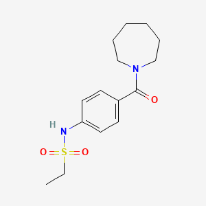 molecular formula C15H22N2O3S B4406618 N-[4-(1-azepanylcarbonyl)phenyl]ethanesulfonamide 