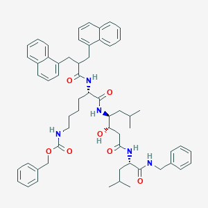 molecular formula C59H71N5O7 B044068 Benzyl N-[(5S)-6-[[(3S,4S)-1-[[(2S)-1-(benzylamino)-4-methyl-1-oxopentan-2-yl]amino]-3-hydroxy-6-methyl-1-oxoheptan-4-yl]amino]-5-[[3-naphthalen-1-yl-2-(naphthalen-1-ylmethyl)propanoyl]amino]-6-oxohexyl]carbamate CAS No. 119809-27-7