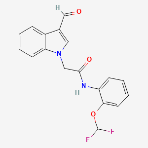molecular formula C18H14F2N2O3 B4406868 N-[2-(difluoromethoxy)phenyl]-2-(3-formyl-1H-indol-1-yl)acetamide 