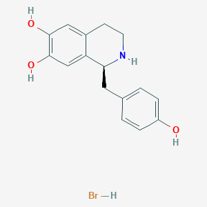 molecular formula C16H18BrNO3 B044084 (1S)-1-[(4-hydroxyphenyl)methyl]-1,2,3,4-tetrahydroisoquinoline-6,7-diol;hydrobromide CAS No. 105990-27-0