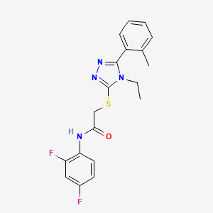 molecular formula C19H18F2N4OS B4410281 N-(2,4-difluorophenyl)-2-{[4-ethyl-5-(2-methylphenyl)-4H-1,2,4-triazol-3-yl]sulfanyl}acetamide 