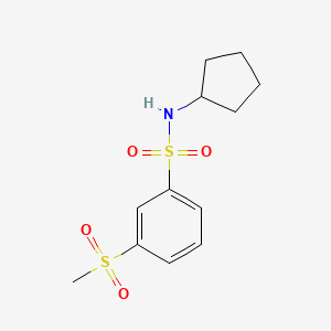 molecular formula C12H17NO4S2 B4410606 N-cyclopentyl-3-methylsulfonylbenzenesulfonamide 