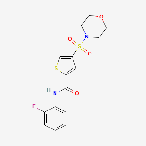 molecular formula C15H15FN2O4S2 B4411094 N-(2-fluorophenyl)-4-morpholin-4-ylsulfonylthiophene-2-carboxamide 