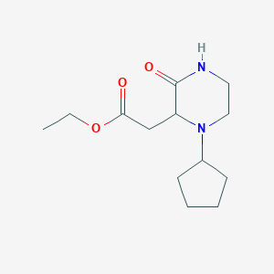 molecular formula C13H22N2O3 B4411963 Ethyl 2-(1-cyclopentyl-3-oxopiperazin-2-yl)acetate 