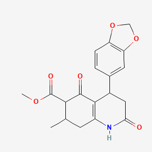 molecular formula C19H19NO6 B4411991 METHYL 4-(2H-1,3-BENZODIOXOL-5-YL)-7-METHYL-2,5-DIOXO-1,2,3,4,5,6,7,8-OCTAHYDROQUINOLINE-6-CARBOXYLATE 