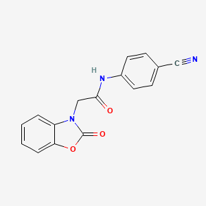 molecular formula C16H11N3O3 B4412230 N-(4-cyanophenyl)-2-(2-oxo-2,3-dihydro-1,3-benzoxazol-3-yl)acetamide 