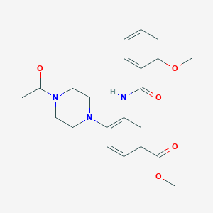 molecular formula C22H25N3O5 B4412402 METHYL 4-(4-ACETYLPIPERAZIN-1-YL)-3-(2-METHOXYBENZAMIDO)BENZOATE 