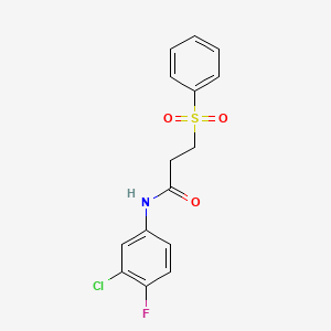 molecular formula C15H13ClFNO3S B4412421 N~1~-(3-CHLORO-4-FLUOROPHENYL)-3-(PHENYLSULFONYL)PROPANAMIDE 