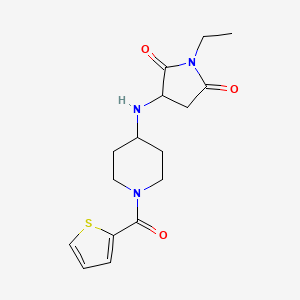 molecular formula C16H21N3O3S B4412427 1-Ethyl-3-{[1-(thiophen-2-ylcarbonyl)piperidin-4-yl]amino}pyrrolidine-2,5-dione 