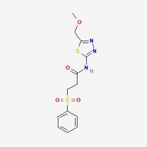 molecular formula C13H15N3O4S2 B4412481 3-(benzenesulfonyl)-N-[5-(methoxymethyl)-1,3,4-thiadiazol-2-yl]propanamide 