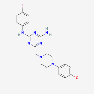 molecular formula C21H24FN7O B4412838 N-(4-amino-6-{[4-(4-methoxyphenyl)piperazino]methyl}-1,3,5-triazin-2-yl)-N-(4-fluorophenyl)amine 
