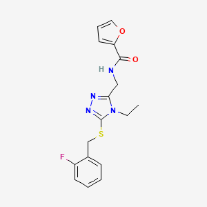 molecular formula C17H17FN4O2S B4413157 N-({4-ethyl-5-[(2-fluorobenzyl)sulfanyl]-4H-1,2,4-triazol-3-yl}methyl)furan-2-carboxamide 