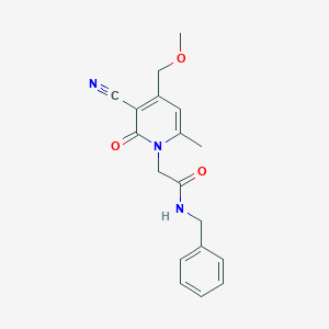 molecular formula C18H19N3O3 B4413340 N-benzyl-2-[3-cyano-4-(methoxymethyl)-6-methyl-2-oxopyridin-1-yl]acetamide 