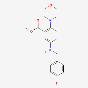 molecular formula C19H21FN2O3 B4413765 METHYL 5-{[(4-FLUOROPHENYL)METHYL]AMINO}-2-(MORPHOLIN-4-YL)BENZOATE 