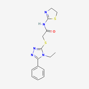 molecular formula C15H17N5OS2 B4413888 N-(4,5-dihydro-1,3-thiazol-2-yl)-2-[(4-ethyl-5-phenyl-4H-1,2,4-triazol-3-yl)sulfanyl]acetamide 