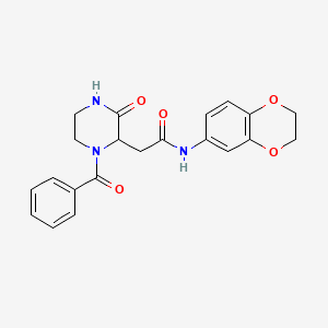 molecular formula C21H21N3O5 B4413900 N-(2,3-dihydro-1,4-benzodioxin-6-yl)-2-[3-oxo-1-(phenylcarbonyl)piperazin-2-yl]acetamide 