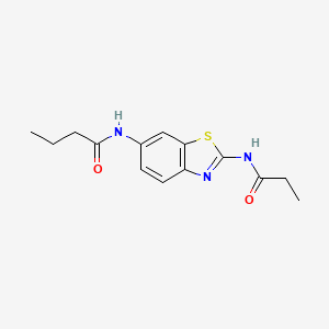 molecular formula C14H17N3O2S B4413937 N-[2-(propanoylamino)-1,3-benzothiazol-6-yl]butanamide 