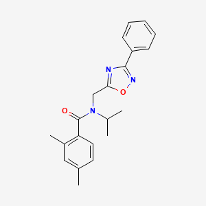 molecular formula C21H23N3O2 B4414005 2,4-dimethyl-N-[(3-phenyl-1,2,4-oxadiazol-5-yl)methyl]-N-(propan-2-yl)benzamide 
