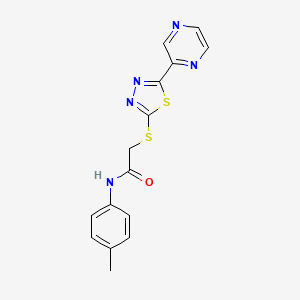 molecular formula C15H13N5OS2 B4414015 N~1~-(4-METHYLPHENYL)-2-{[5-(2-PYRAZINYL)-1,3,4-THIADIAZOL-2-YL]SULFANYL}ACETAMIDE 