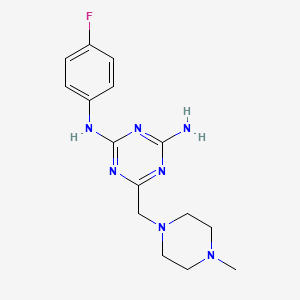 molecular formula C15H20FN7 B4414047 N-(4-fluorophenyl)-6-[(4-methylpiperazin-1-yl)methyl]-1,3,5-triazine-2,4-diamine 