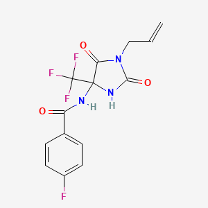molecular formula C14H11F4N3O3 B4414160 N-[2,5-dioxo-1-prop-2-enyl-4-(trifluoromethyl)imidazolidin-4-yl]-4-fluorobenzamide 