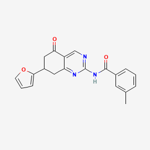 molecular formula C20H17N3O3 B4414192 N-[7-(furan-2-yl)-5-oxo-5,6,7,8-tetrahydroquinazolin-2-yl]-3-methylbenzamide 
