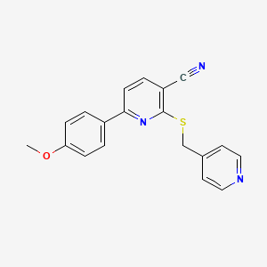 molecular formula C19H15N3OS B4414228 6-(4-Methoxyphenyl)-2-(pyridin-4-ylmethylsulfanyl)pyridine-3-carbonitrile 