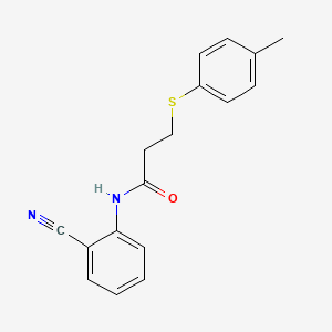molecular formula C17H16N2OS B4415024 N-(2-cyanophenyl)-3-[(4-methylphenyl)sulfanyl]propanamide 