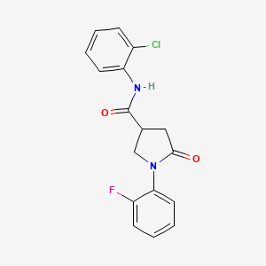 molecular formula C17H14ClFN2O2 B4415107 N-(2-chlorophenyl)-1-(2-fluorophenyl)-5-oxopyrrolidine-3-carboxamide 