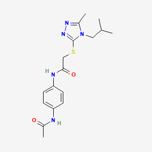 molecular formula C17H23N5O2S B4415129 N-[4-(acetylamino)phenyl]-2-{[5-methyl-4-(2-methylpropyl)-4H-1,2,4-triazol-3-yl]sulfanyl}acetamide 