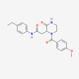 molecular formula C22H25N3O4 B4415322 N-(4-ethylphenyl)-2-[1-(4-methoxybenzoyl)-3-oxopiperazin-2-yl]acetamide 
