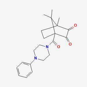 molecular formula C21H26N2O3 B4415664 1,7,7-Trimethyl-4-[(4-phenylpiperazin-1-yl)carbonyl]bicyclo[2.2.1]heptane-2,3-dione 