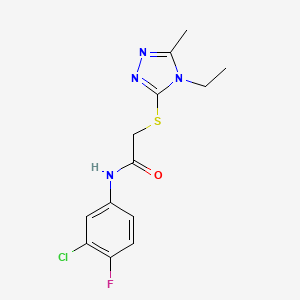molecular formula C13H14ClFN4OS B4415724 N-(3-chloro-4-fluorophenyl)-2-[(4-ethyl-5-methyl-4H-1,2,4-triazol-3-yl)sulfanyl]acetamide 