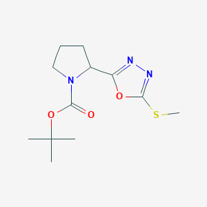 molecular formula C12H19N3O3S B4415785 Tert-butyl 2-[5-(methylsulfanyl)-1,3,4-oxadiazol-2-yl]pyrrolidine-1-carboxylate 