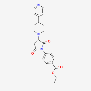 molecular formula C23H25N3O4 B4415998 Ethyl 4-{2,5-dioxo-3-[4-(pyridin-4-yl)piperidin-1-yl]pyrrolidin-1-yl}benzoate 