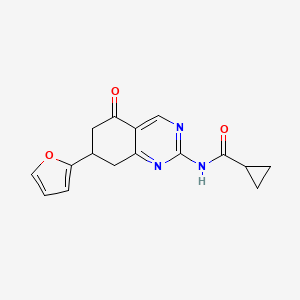 molecular formula C16H15N3O3 B4416058 N-(7-(furan-2-yl)-5-oxo-5,6,7,8-tetrahydroquinazolin-2-yl)cyclopropanecarboxamide 