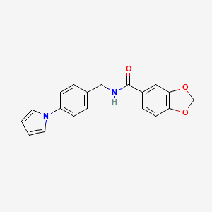 molecular formula C19H16N2O3 B4416165 N-{[4-(1H-PYRROL-1-YL)PHENYL]METHYL}-2H-1,3-BENZODIOXOLE-5-CARBOXAMIDE 