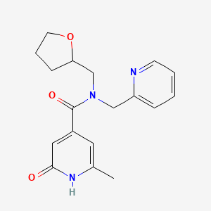 molecular formula C18H21N3O3 B4416335 6-methyl-2-oxo-N-(pyridin-2-ylmethyl)-N-(tetrahydrofuran-2-ylmethyl)-1,2-dihydropyridine-4-carboxamide 