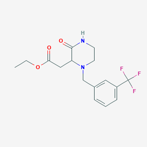 molecular formula C16H19F3N2O3 B4416395 ETHYL 2-(3-OXO-1-{[3-(TRIFLUOROMETHYL)PHENYL]METHYL}PIPERAZIN-2-YL)ACETATE 