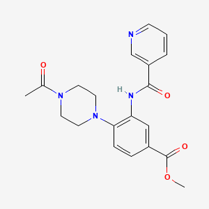 molecular formula C20H22N4O4 B4416496 Methyl 4-(4-acetylpiperazin-1-yl)-3-[(pyridin-3-ylcarbonyl)amino]benzoate 