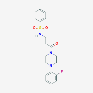 molecular formula C19H22FN3O3S B4416669 N-{3-[4-(2-fluorophenyl)-1-piperazinyl]-3-oxopropyl}benzenesulfonamide 