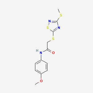 molecular formula C12H13N3O2S3 B4416679 N-(4-methoxyphenyl)-2-{[3-(methylthio)-1,2,4-thiadiazol-5-yl]thio}acetamide 