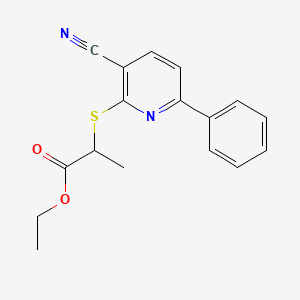 molecular formula C17H16N2O2S B4416768 Ethyl 2-(3-cyano-6-phenylpyridin-2-yl)sulfanylpropanoate 
