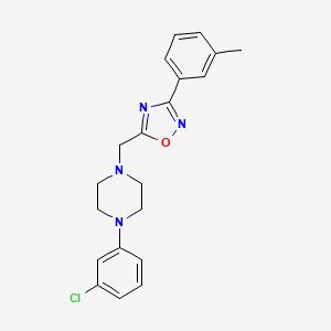 molecular formula C20H21ClN4O B4416894 1-(3-chlorophenyl)-4-{[3-(3-methylphenyl)-1,2,4-oxadiazol-5-yl]methyl}piperazine 