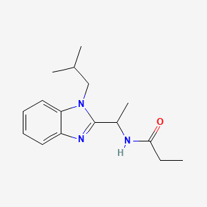 molecular formula C16H23N3O B4416985 N-[1-(1-isobutyl-1H-benzimidazol-2-yl)ethyl]propanamide 