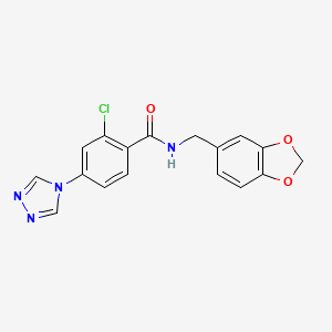 molecular formula C17H13ClN4O3 B4417061 N-[(2H-1,3-BENZODIOXOL-5-YL)METHYL]-2-CHLORO-4-(4H-1,2,4-TRIAZOL-4-YL)BENZAMIDE 