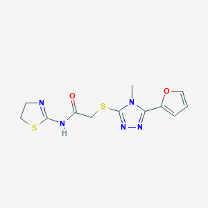 molecular formula C12H13N5O2S2 B4417188 N-(4,5-dihydro-1,3-thiazol-2-yl)-2-{[5-(furan-2-yl)-4-methyl-4H-1,2,4-triazol-3-yl]sulfanyl}acetamide 