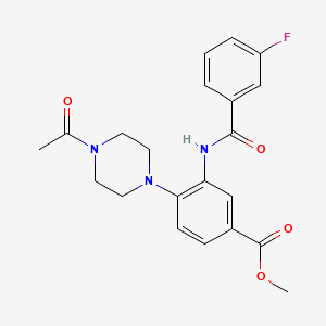 molecular formula C21H22FN3O4 B4417296 METHYL 4-(4-ACETYLPIPERAZIN-1-YL)-3-(3-FLUOROBENZAMIDO)BENZOATE 